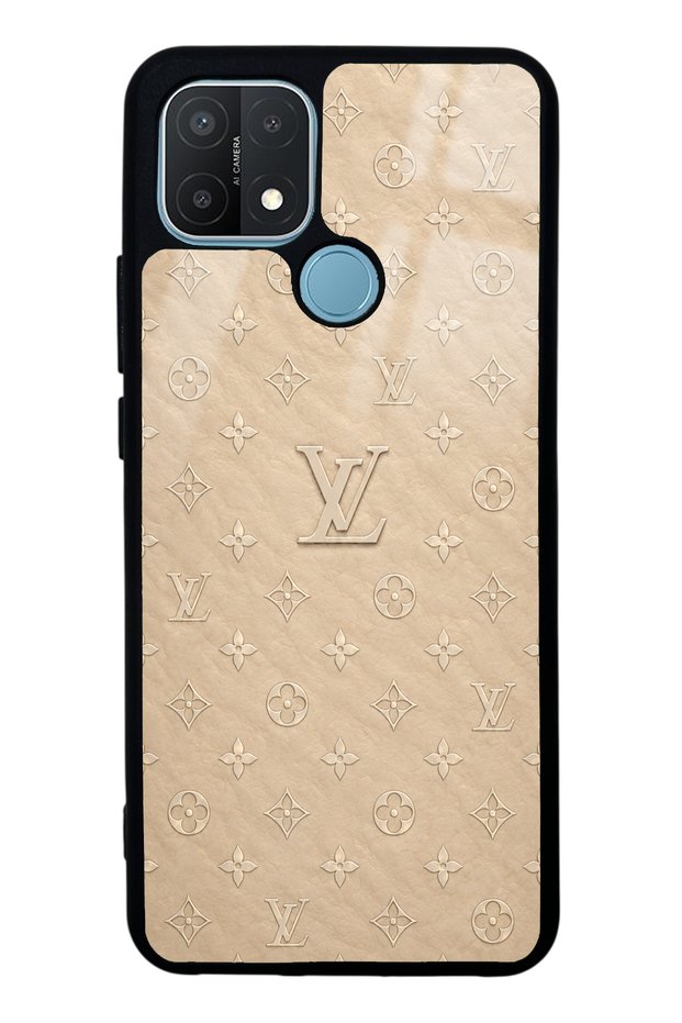 Oppo A15 Beige Gold Lv Design Glossy Phone Case