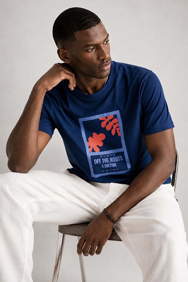 Men's Off the Roots Printed T-Shirt - Navy Blue