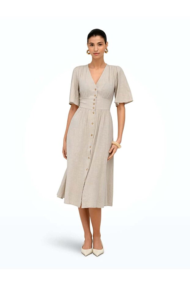 OnlTizana 2/4 Midi Dress WVN NOOS Kadın Elbise Gri (15373535) - 1