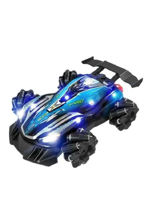 Blue Remote Control Racing Car With Spray Mist Feature, 360 Spin Stunt Action, High Performance Toy Vehicle For Kids