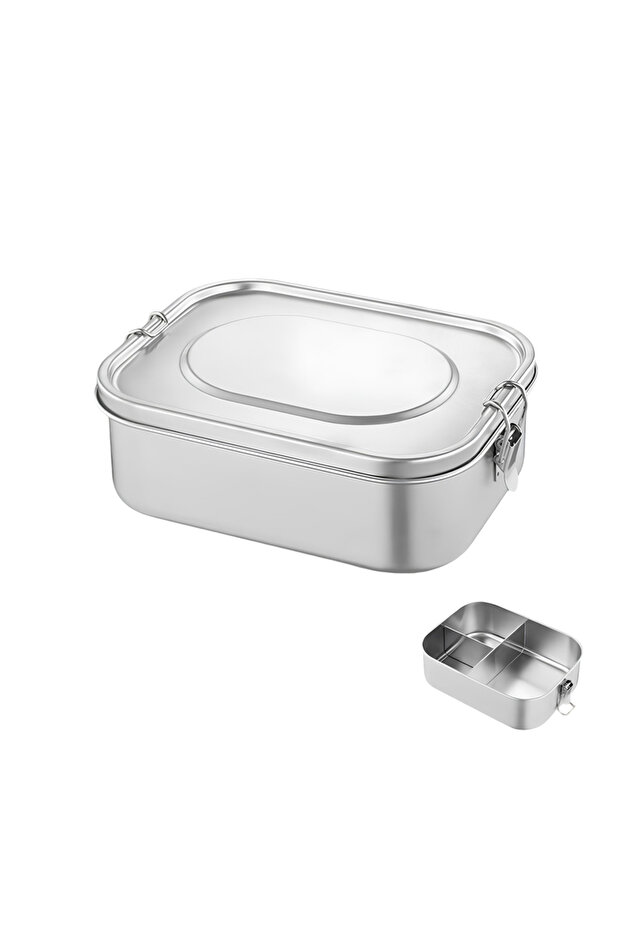 Kids Stainless Steel Rectangular Lunch Box, 3 Compartments, 1000ml