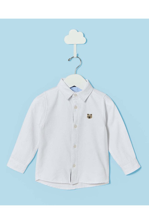 Infant Boys White Embroidery Oxford Shirt