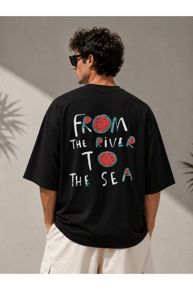 Palestine Themed Oversize Unisex T-Shirt | From the River to the Sea Printed Streetwear T-Shirt