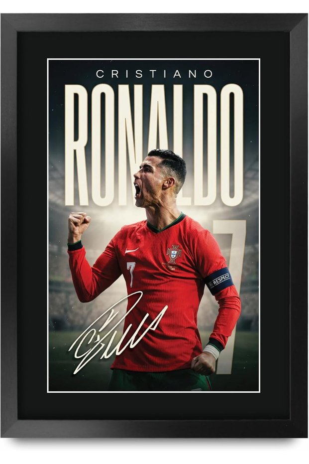 Cristiano Ronaldo Portugal Gifts Printed Signed Autograph Picture for Soccer Fans and Supporters (ID-000195) - 16" x 12" Framed