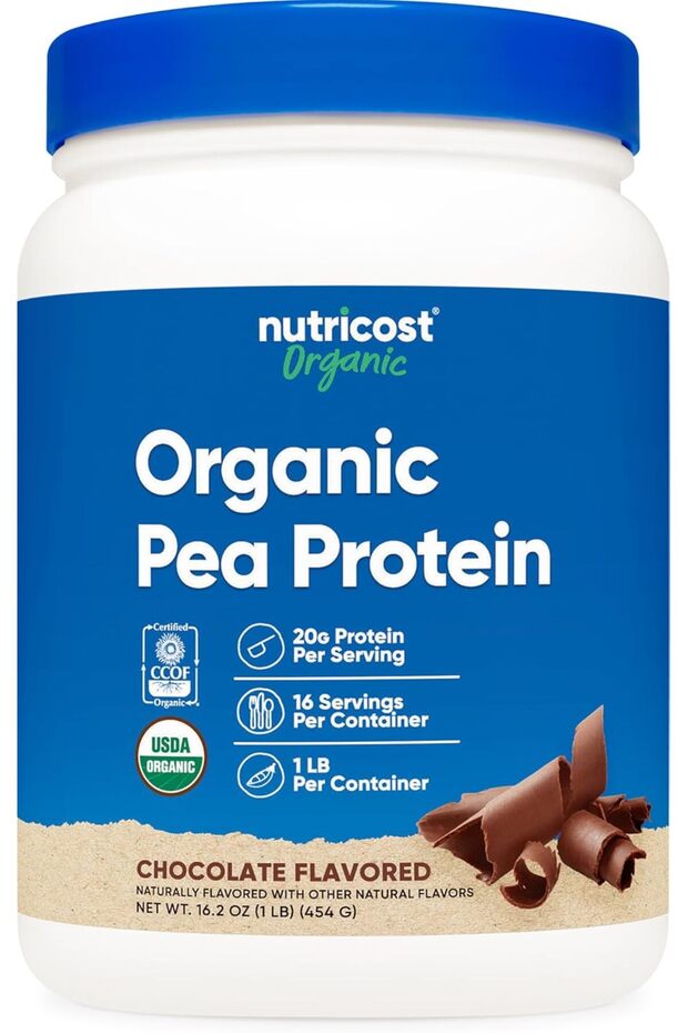 Organic Pea Protein Powder (1 LB) Chocolate - Certified USDA Organic, Protein from Plants, Vegetarian Friendly, Gluten Free, Non-GMO