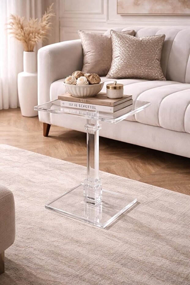 Deco Acrylic square serving table, unique plexi design for your home or office,38x38x53 cm, (Modern, ET009)