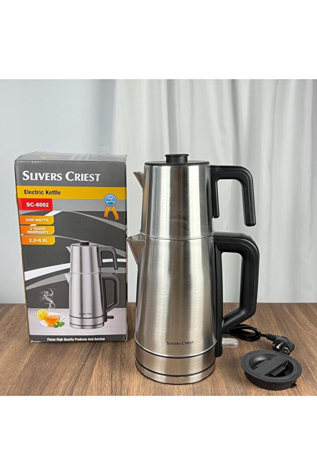 Electric Samovar Tea Maker – Stainless Steel Double-Layer Kettle, 1L/2L Capacity, Automatic Power-