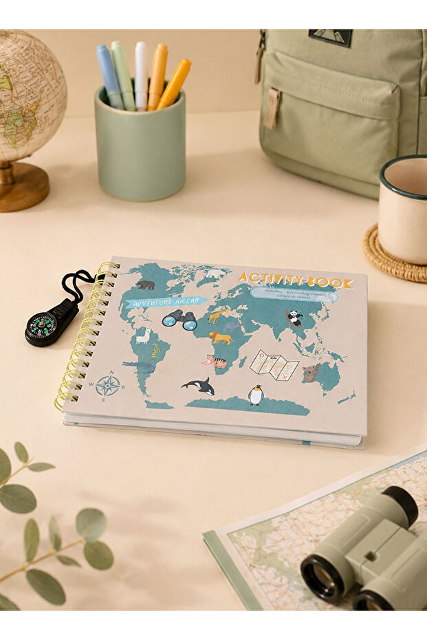 Children's Activity Book with World Map Pattern - 1