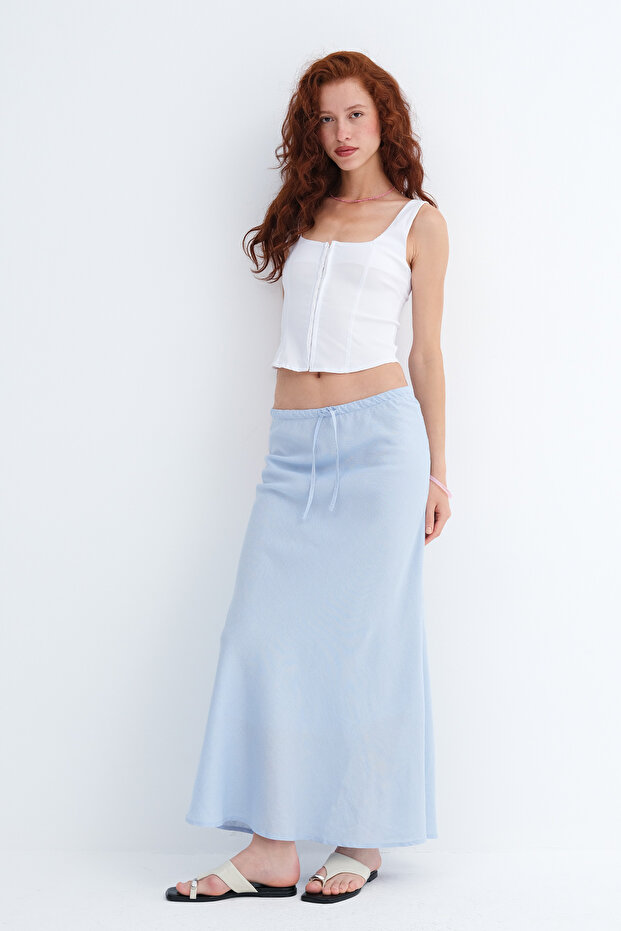 Linen Blend Long Skirt E18327