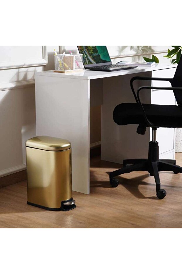 Arch Fingerprint Resistant Metal Pedal Bin 31.5x18.5x39cm 10L - Gold