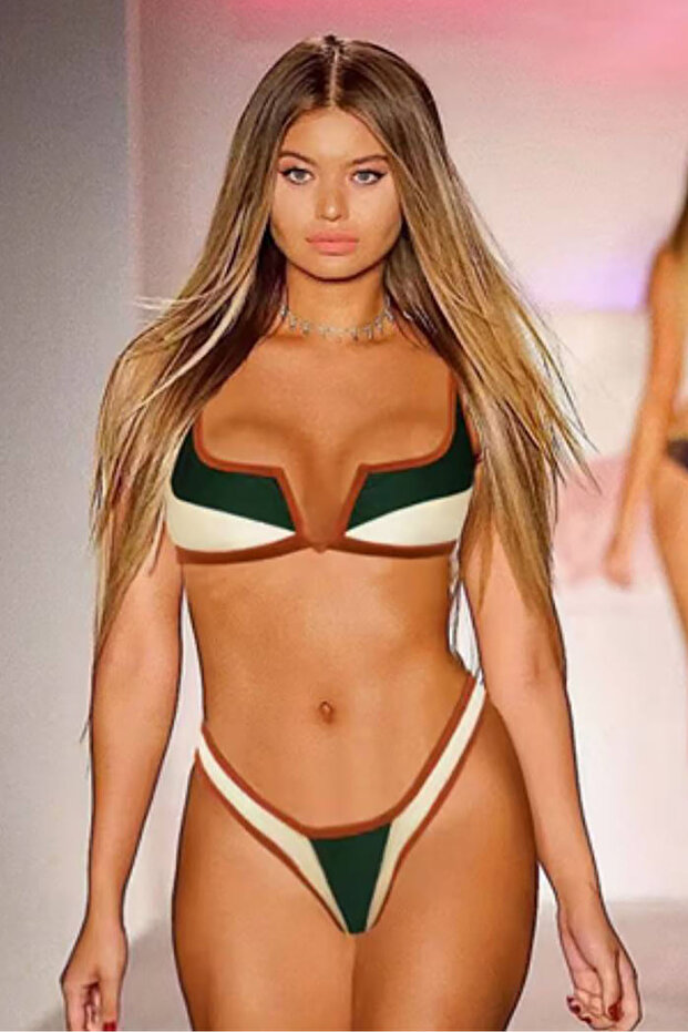 Mina V Low-Cut Brazilian Bikini - Green