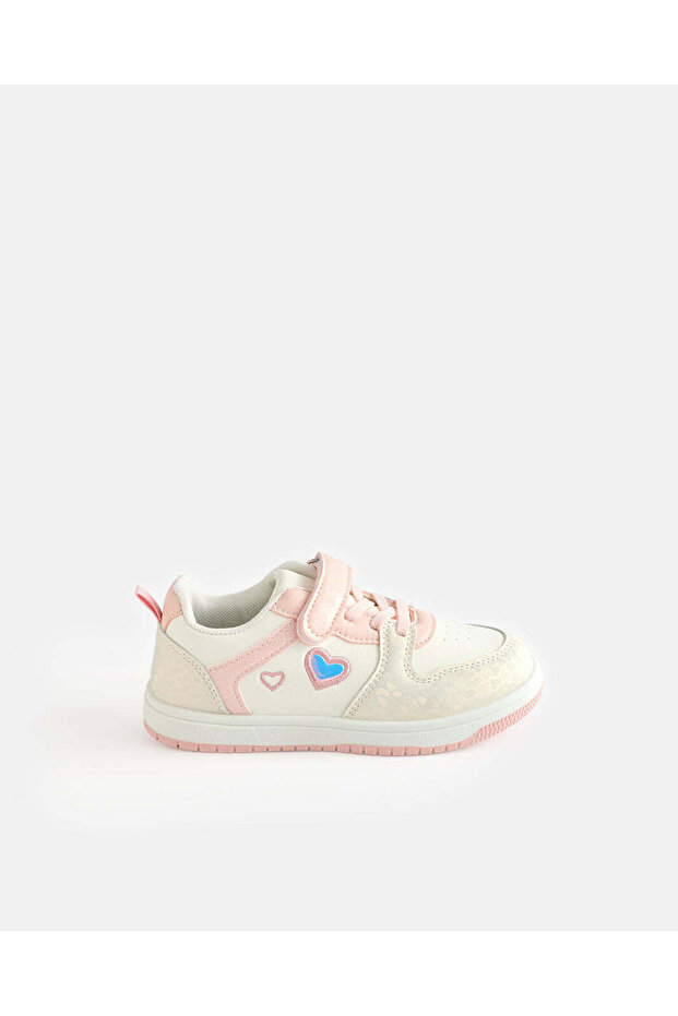 Girls White Heart Patch Sneakers