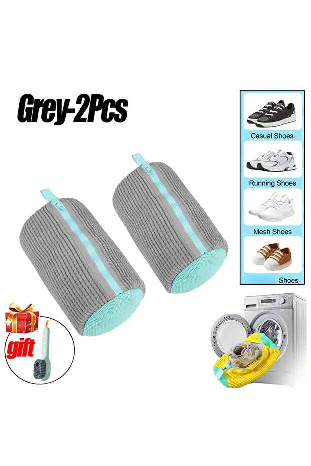 2PCS-grey-gift Laundry Bags Shoe Washing Machine Bag-with Zipper Laundry Bag with Rich Fluff Inside,