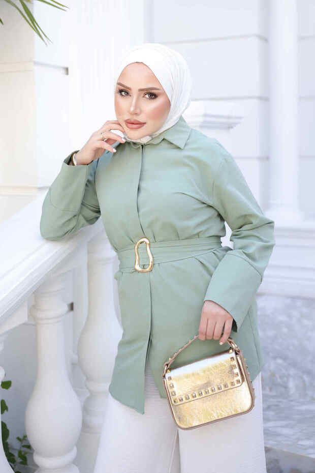 Çağla Belted Buttoned Tunic