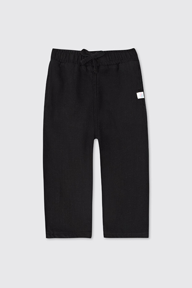 Baby Boy Black Trousers with Elastic Waist