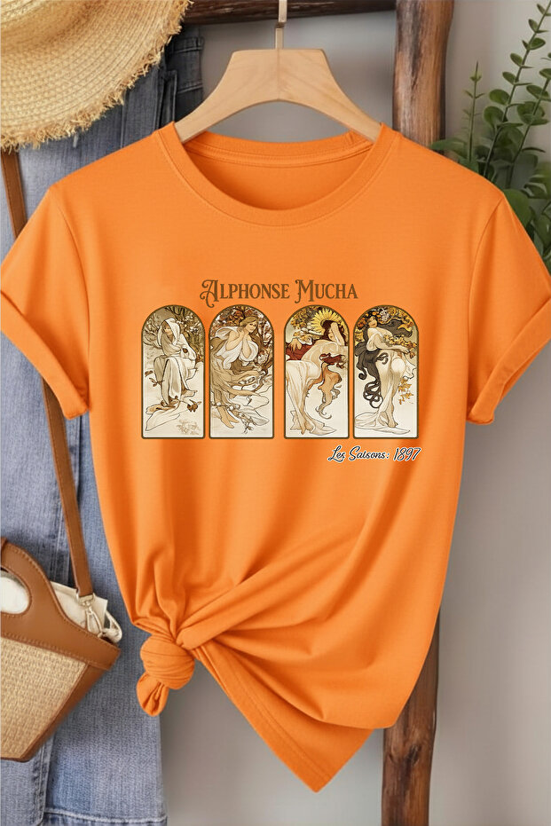 Alphonse Mucha Printed Women's Cotton T-Shirt
