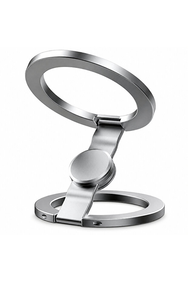 Dual-Sided Magnetic Ring Phone Grip Holder, Adjustable Finger Loop Kickstand - Silver