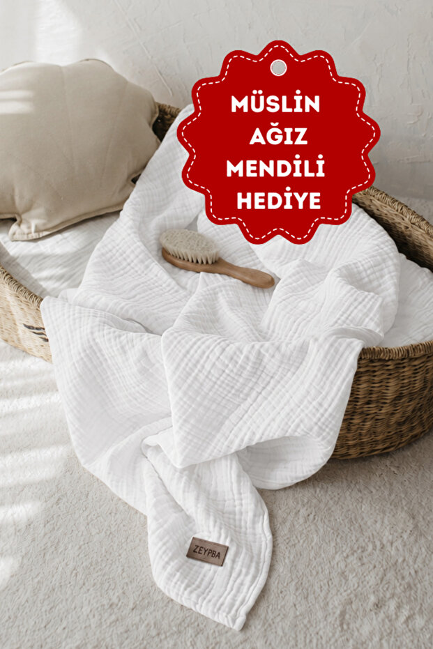 100% Cotton 4-Layer Muslin Blanket with Stitched Edges White (for Baby & Child) 100X100Cm