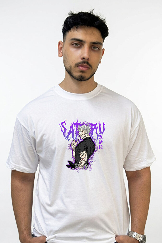 Gojo Satoru_24 Design Printed Oversize White T-Shirt