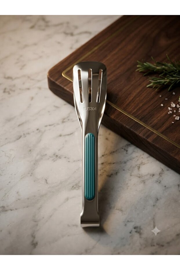 18 cm Silver Luxury Kitchen Tongs | Steel Multi-Purpose Kitchen Serving Tongs