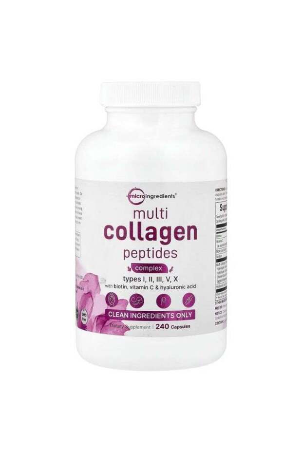 , Multi-Collagen Peptides Complex With Biotin, Vitamin C & Hyaluronic Acid, 240 capsules