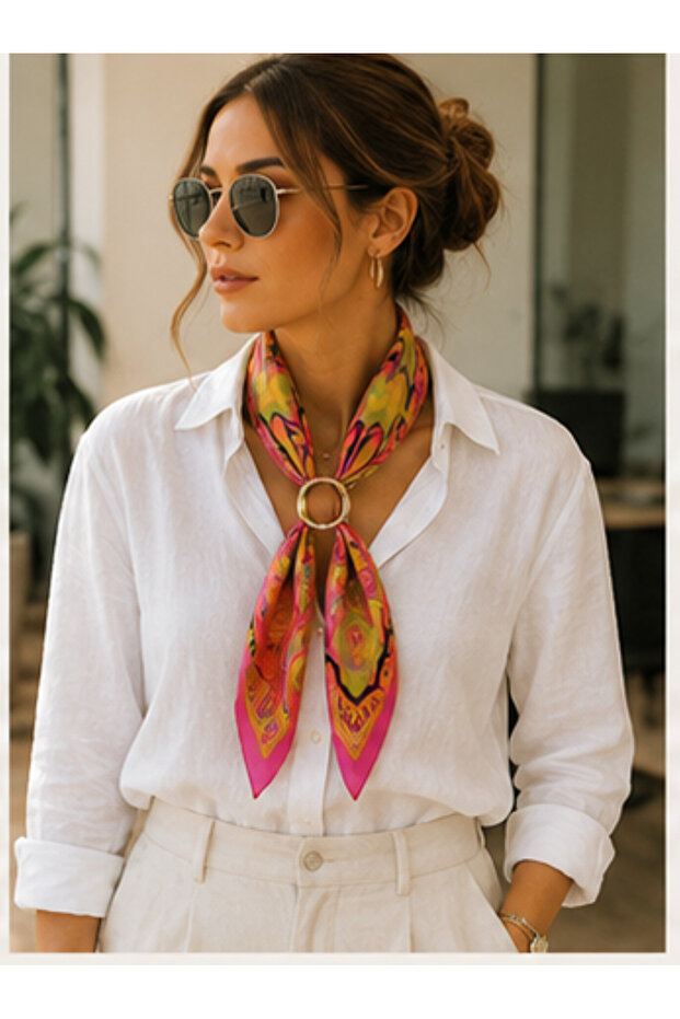 Satin Lycra Patterned 70Cm*70Cm Scarf