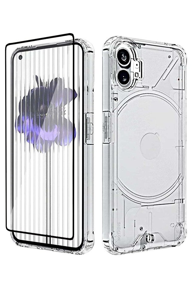 Nothing Phone 1 Case + Screen Protector, Tempered Glass, Hybrid Shockproof Bumper Hard Acrylic + TPU Back