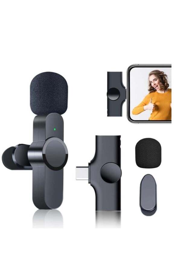 Wireless Plug-and-Play Clip-on Lapel Microphone Black