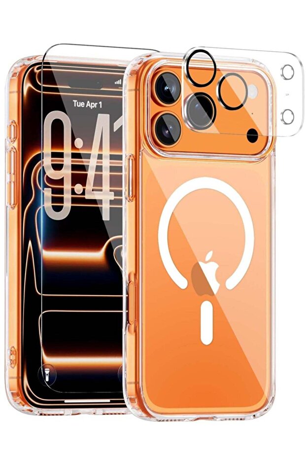iPhone 17 Pro Case Clear with Tempered Glass & Camera Lens Protector Cover Compatible with Magsafe
