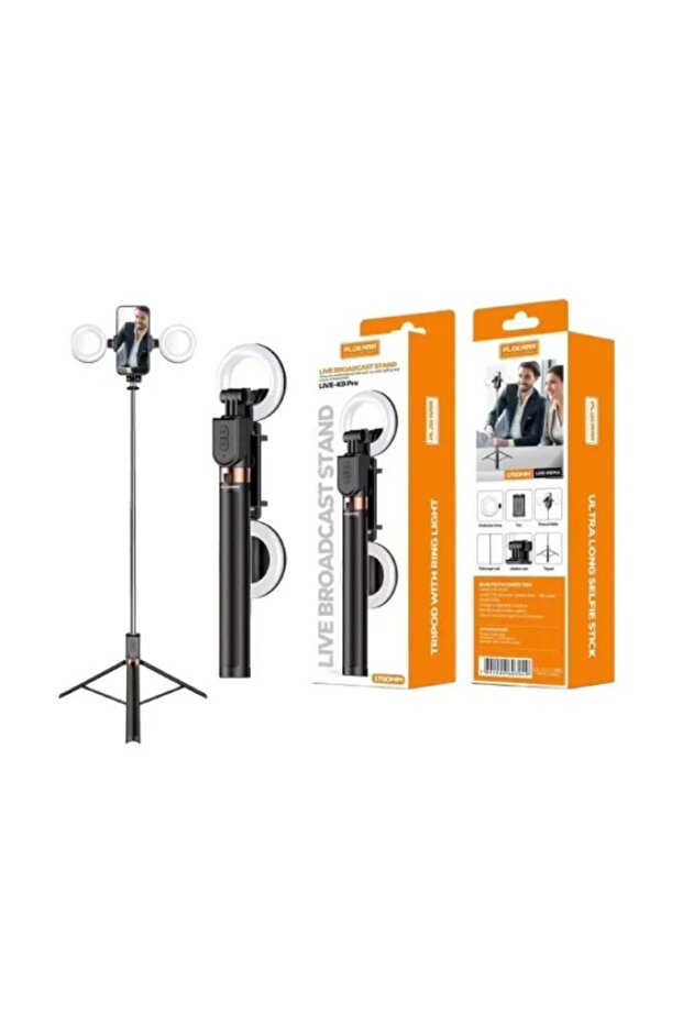Live-K9 Pro 1700mm Live Broadcast Stand – Adjustable Tripod Phone Holder with Ring Light Mount