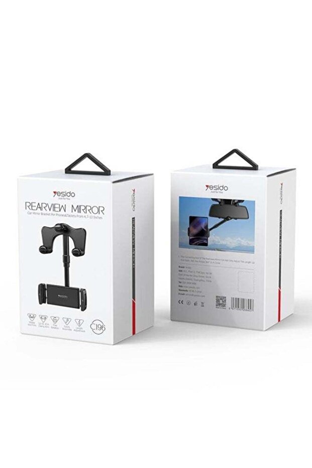 Adjustable C196 Car Rearview Mirror Phone Holder – Multifunctional and Black
