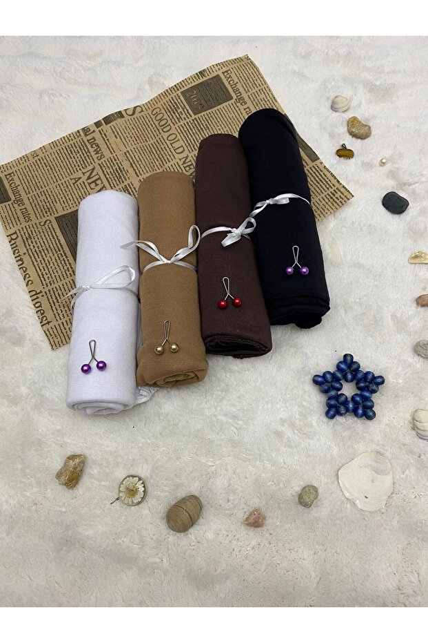 Combed Cotton Shawl Set of 4 Soft Textured Jersey Combed Cotton Shawl Set with Shawl Clip as a Gift