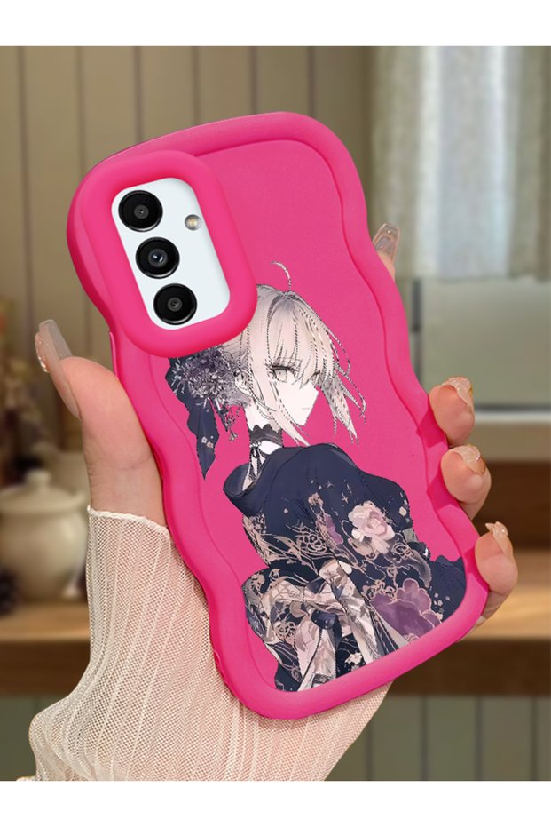 Samsung Galaxy A04S Compatible Case Camera Protector Red Silicone Couple Phone Case Girl Pattern