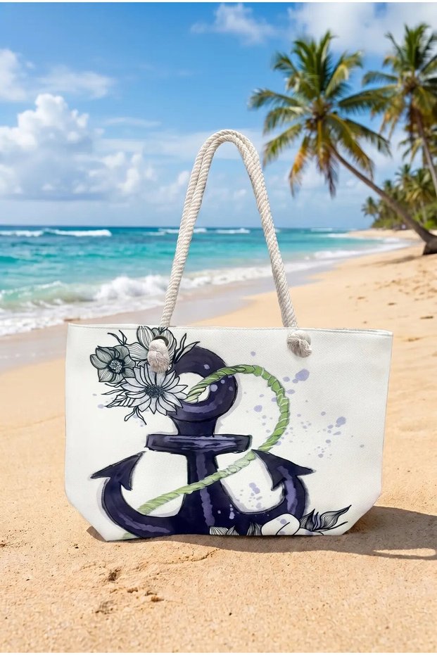 Women's Anchor Flower Print Large Size Beach Bag Hzl26S-Tt01