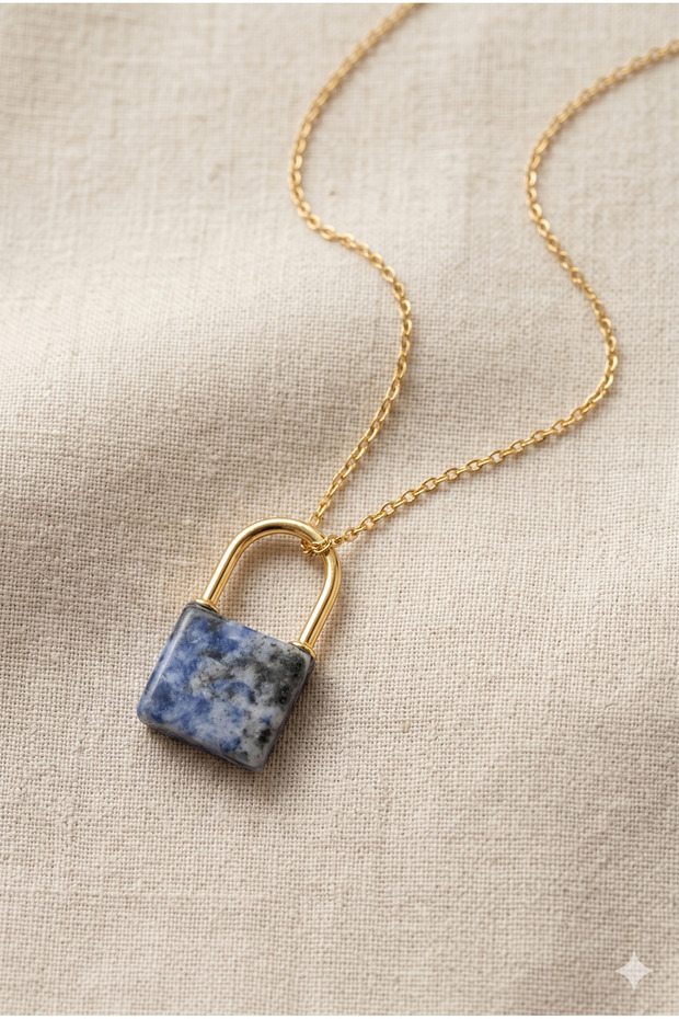Natural Stone Key Lock Shaped Pendant