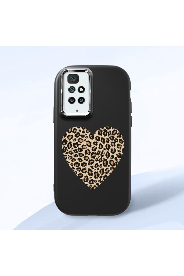 Redmi 10 Compatible Case Camera Protector Black Silicone Couple Phone Case Heart Pattern