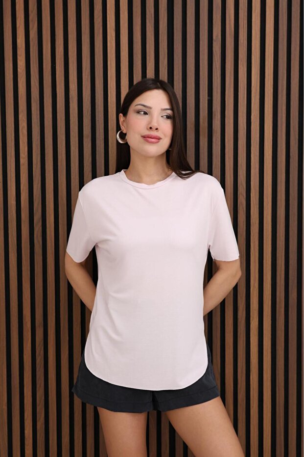 Livesta Women's Oversize Basic Crew Neck T-Shirt 50% Cotton 50% Polyester