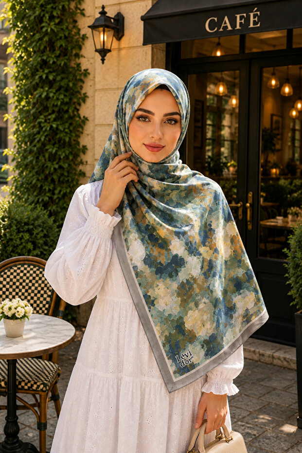 Blue Patterned Cotton Shawl
