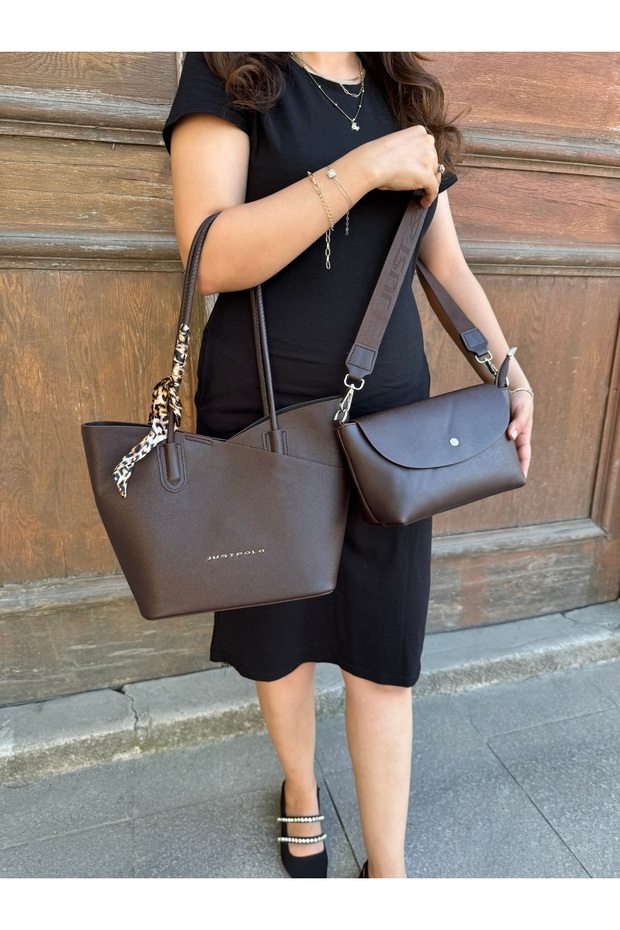 Women's Large Volume Shawl Detailed Oversized Luxury Hand & Shoulder Bag with Puppy Detail Size: 32 X 24 cm