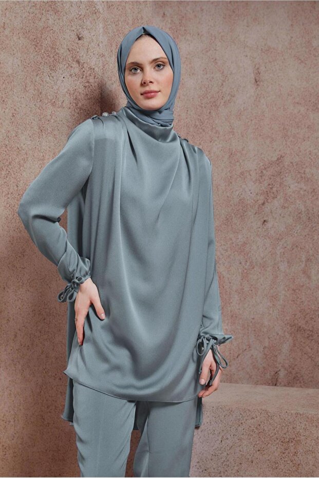 SATIN WOVEN PANT SUIT 30429