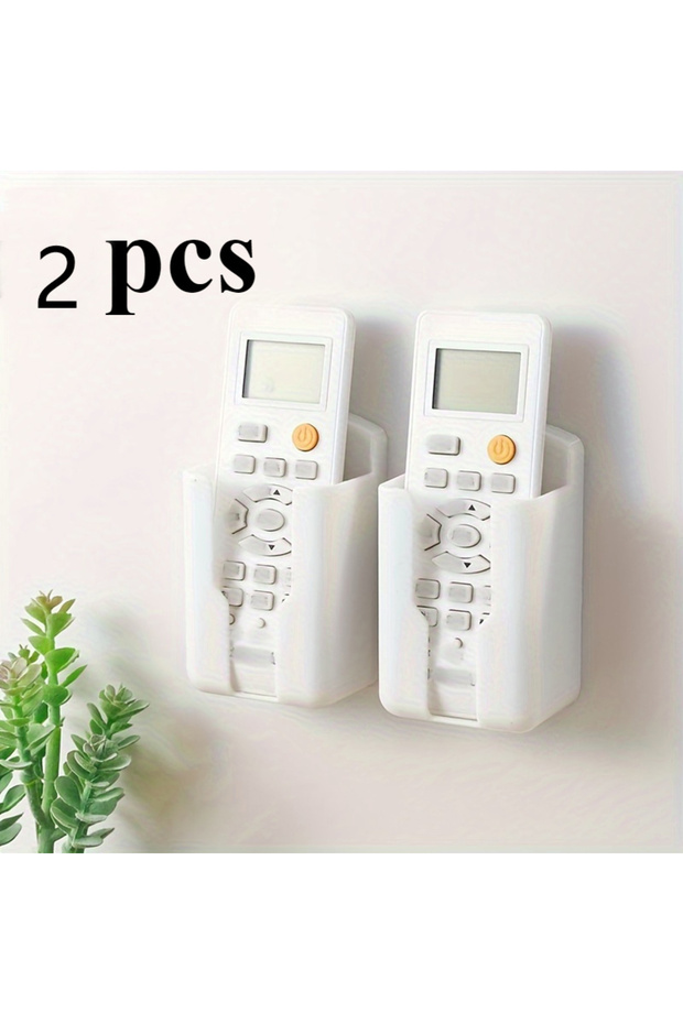 2Pcs White 2pcs Durable Plastic Wall-Mounted Remote Control Holder - Space-Saving Storage Box for TV