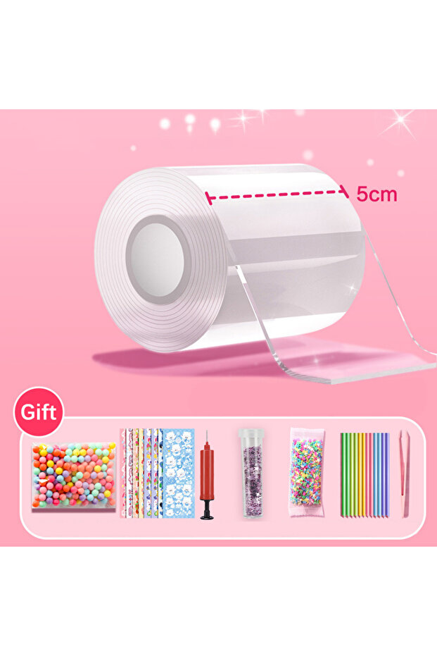 Clear **DIY Craft Pinch Toy Making Blowable Bubble Tape Non-marking Double-sided Adhesive Reusable C