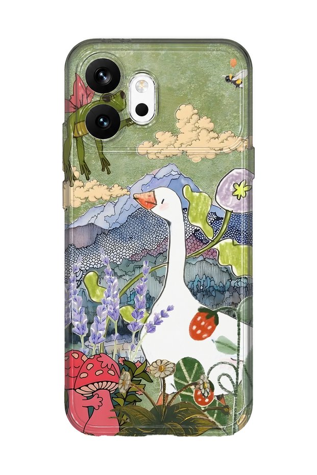 Honor 600 Compatible Goose and Nature Illustration Patterned Transparent Phone Case