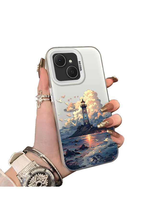 Tecno Spark 40C Compatible Silicone Edge Hard Back Case Couple Phone Case Tower Pattern