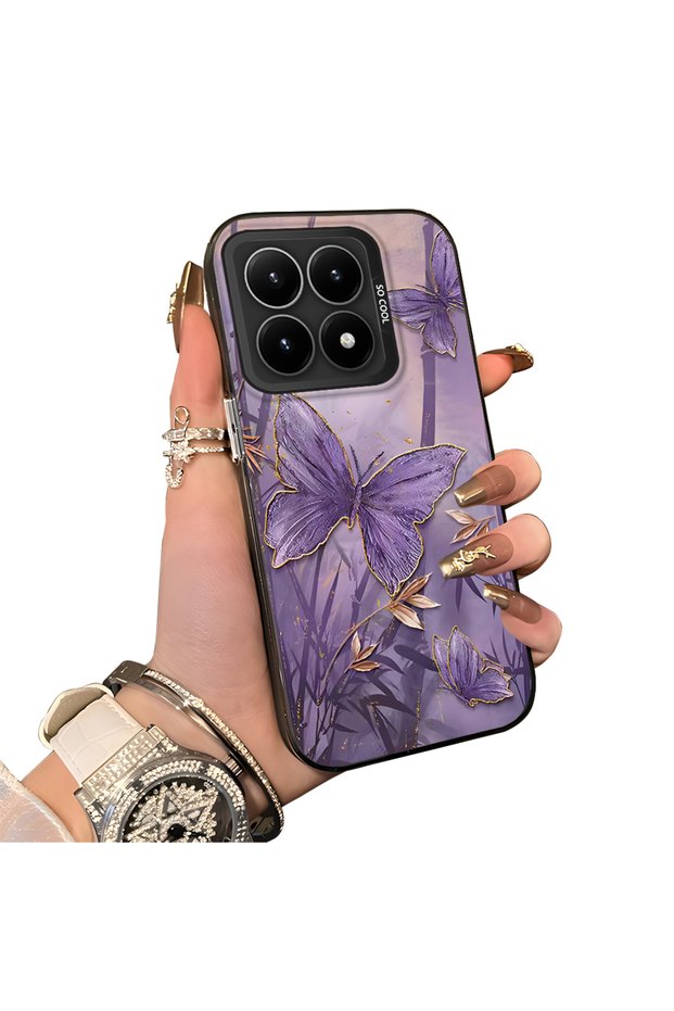 Mi 15t 5g Compatible Silicone Edge Hard Back Case Couple Phone Case Butterfly Pattern