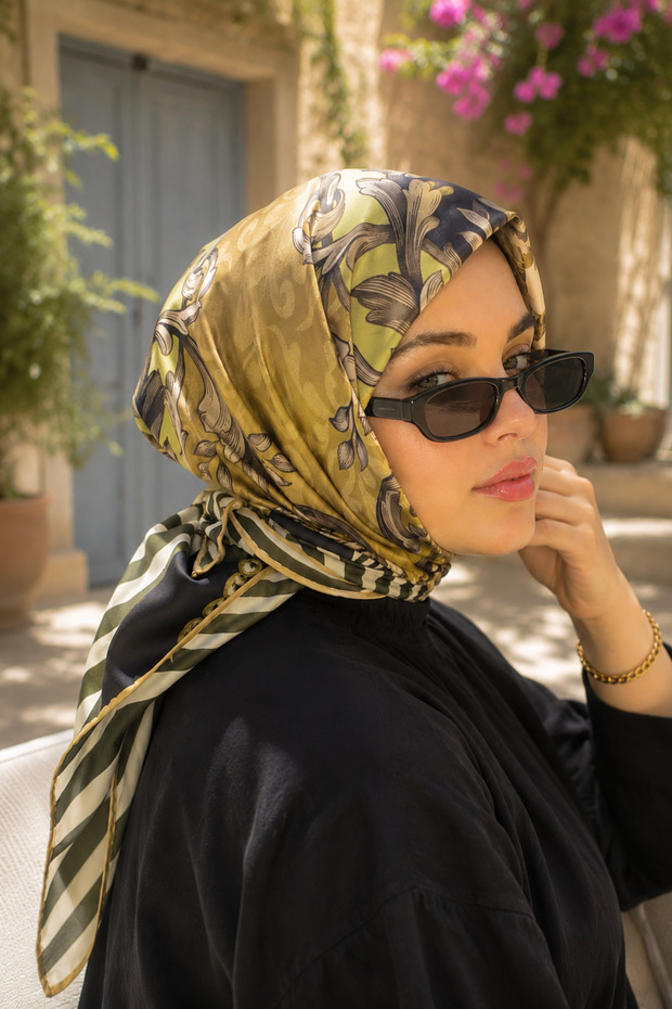 Patchwork Pattern Scarf Series Green Olive