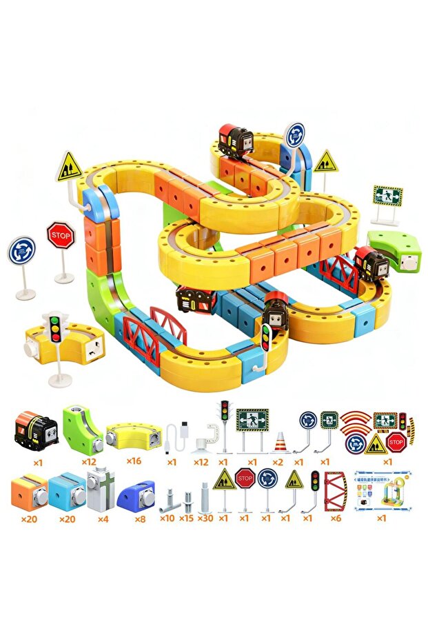 167pcs 51/81/123PCS Magical Track Train USB Rechargeable 3D Building Tracks Cube Rails STEM Educatio