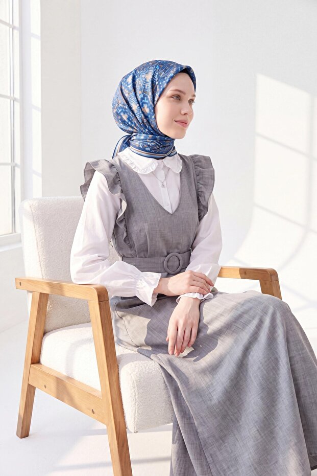 وشاح ناعم بلون أزرق عرقي من نوع بيكسل