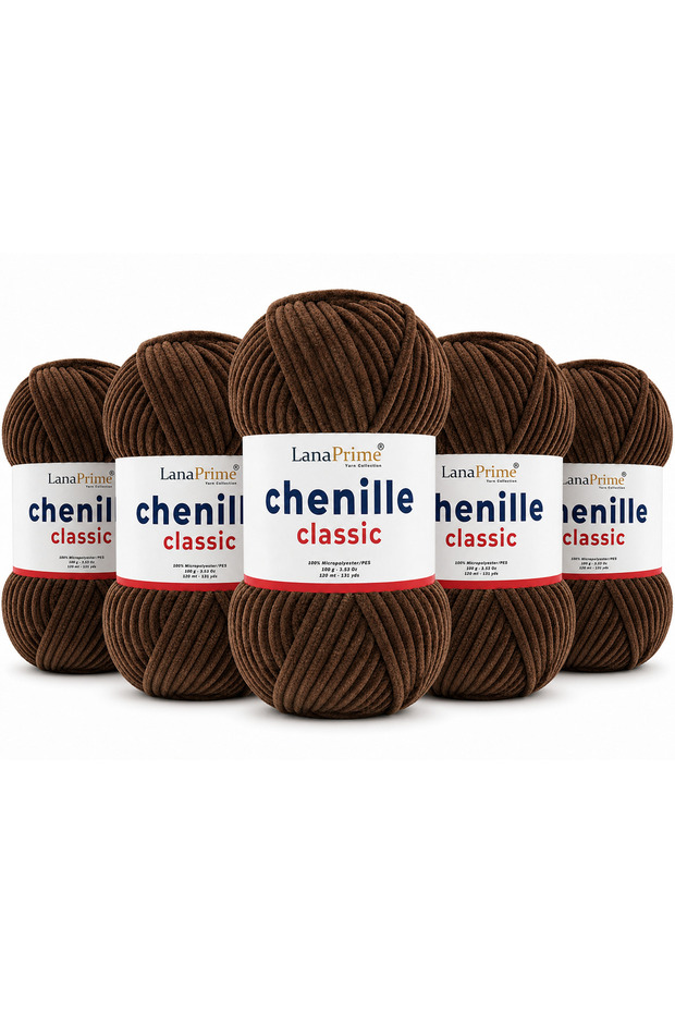 Chenille Velvet Yarn (Chenille Classic) Amigurumi Yarn - 5 Yards - 586 Dark Brown