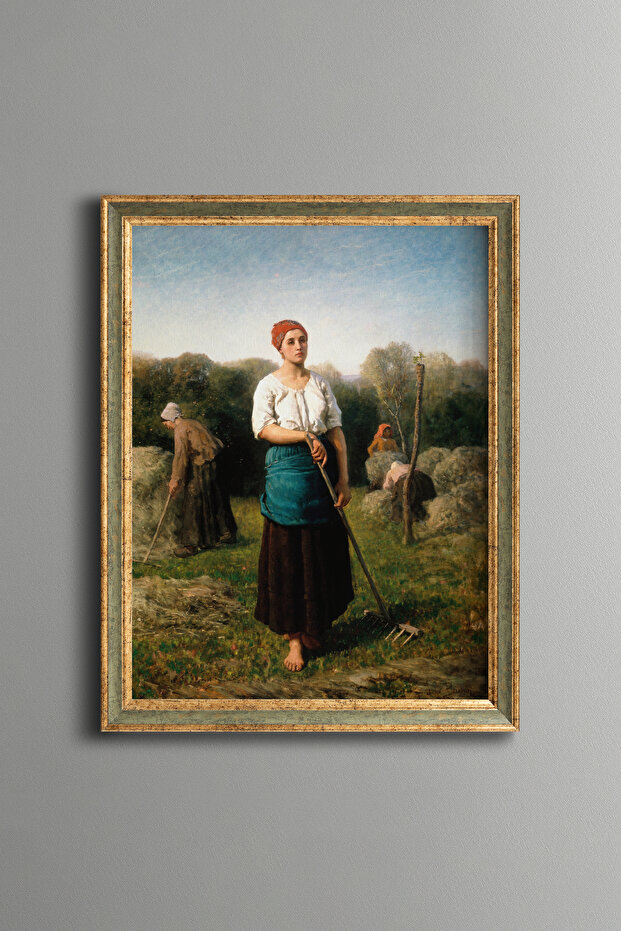 A Girl with a Comb - Vintage Patterned Painting - Slim Model